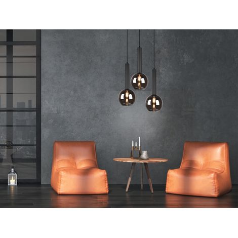 LED Pendelleuchte Industrial 3-flammig Rauchglas-Kugeln, Ø 45cm (1/5)