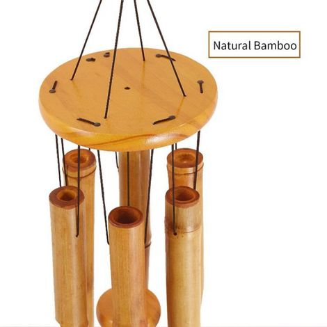 Carillon à vent commémoratif en bambou - Grand carillon à vent en bois pour intérieur et extérieur - Carillon éolien de 81,3 cm (1/5)