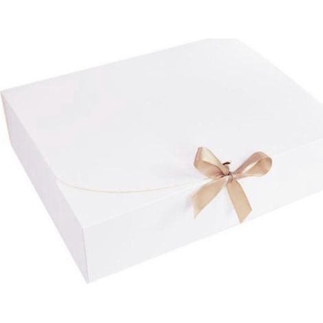 5er-Pack Papierboxen mit Klappdeckel und Schleife für Geschenkverpackungen, Süßigkeiten, Kekse, Kuchen, große weiße Ausführung.