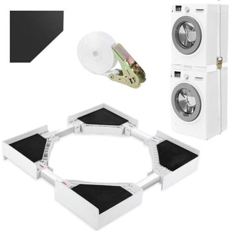 Kit de Superposition Lave Linge Support Machine à Laver Réglable 46-72cm Kit de Superposition Universel Pour Lave-Linge et Sèche-Linge, avec Corde (1/5)