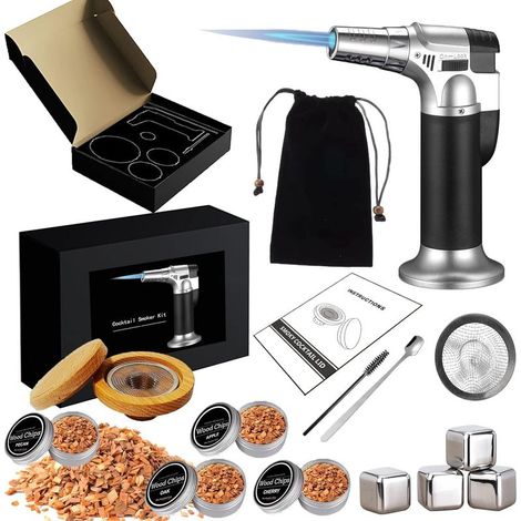 1 – Cocktail-Räucherset – Raucherzubehör – Whisky, Bourbon, Käse, Fleischinfusion – Geschenk für Männer, Väter – Natürlich (1/5)