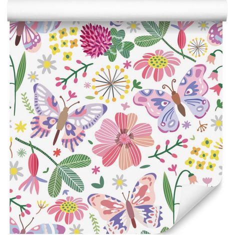 Papier peint papillons dans une prairie pour salon et chambre 50x1000 cm (1/5)