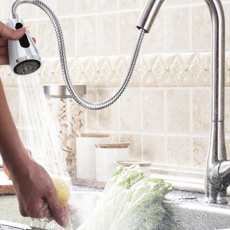 Robinet de cuisine/salle de bain avec douchette extractible et jet d'eau (1/5)