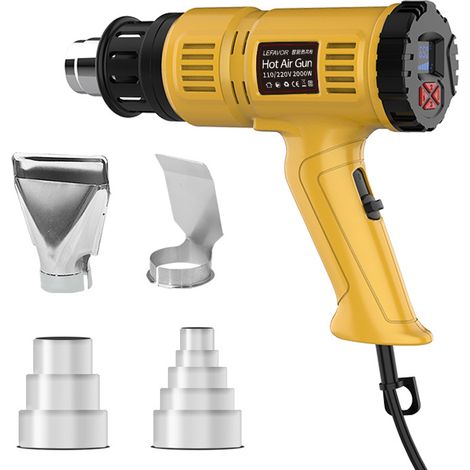 Pistolet thermique professionnel 1800 W 60 °C - 650 °C avec grand écran LCD numérique, kit de pistolet thermique à température variable (1/5)