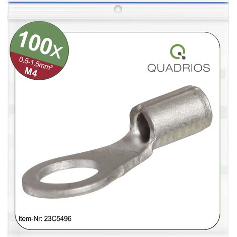 Quadrios 23C496 Cosse à oeillet Section max.=1.5 mm² Ø du trou=4.3 mm non isolé 100 pc(s) V903643 (1/5)