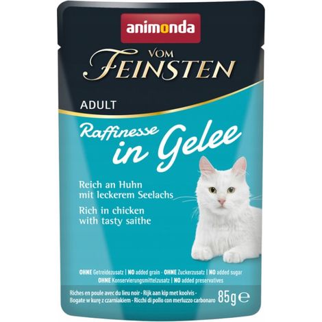 Animonda Raffinesse in Gelee Cibo umido per gatti in gelatina - Bustina da 85 g - Pollo con merluzzo carbonaro 85 g