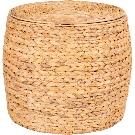 Altobuy – Table d'appoint coffre de rangement en jacinthe tressée – Dimensions 43x43xH34cm – Look naturel et actuel – Livrée montée (1/3)