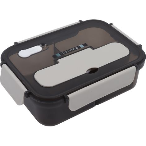 Boîte à bento à 2 compartiments, grande capacité (1100 ml), blanche, idéale pour les étudiants, les travailleurs, la maison, l'école et le bureau. (1/5)