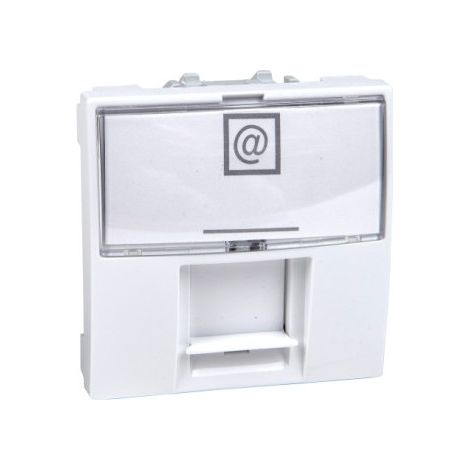 Façade de prise RJ45 blanche 2 modules à équiper de connecteur AMP ou KROME KEYSTON S-ONE (non inclus) série UNICA