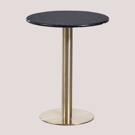 SKLUM Runder Bartisch aus Marmor Cosmopolitan Ø60 cm Champagner-Gold Marmor Nero Marquina