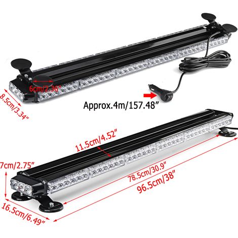 Insma – Barre lumineuse stroboscopique d'avertissement 78 LED – 27 modes clignotants – Angle de vision 360° – IP65 étanche – Alimentation 12V (1/4)