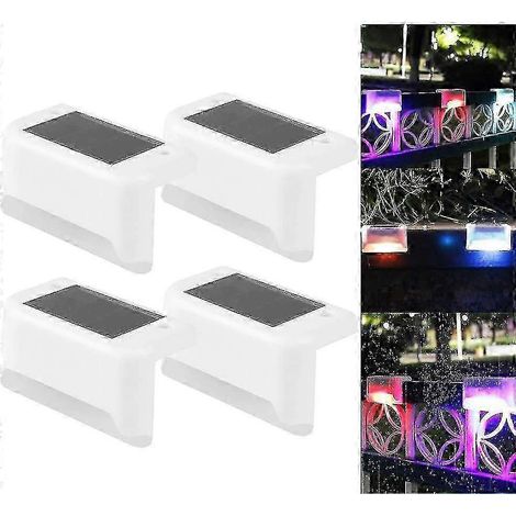 4er-Set LED-Solarleuchten für Terrassen, Treppen und Gartenzäune – Lichtfarbe: Weiß