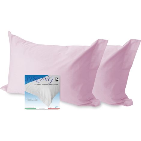 COPPIA federa per GUANCIALE STRONG tinta unita ROSA cm. 52X82