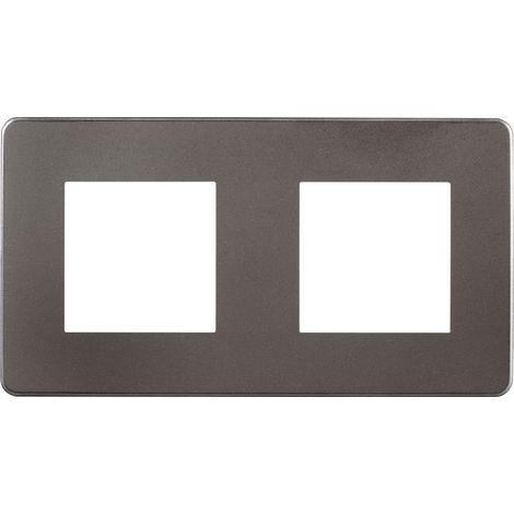 Plaque de finition 2 postes noir + liseré - Unica - Schneider (1/3)
