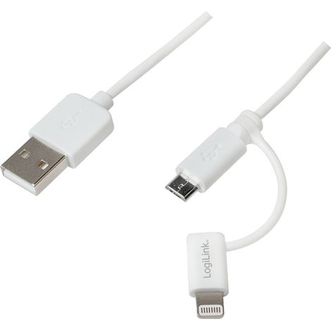 LogiLink CU0118 cable USB 1 m Micro-USB A USB A Blanco (1/4)
