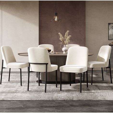 Set aus 4 Esszimmerstühlen, gepolstert, mit Metallbeinen, Samt, Beige (1/5)