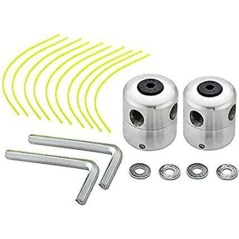 Lot de 2 têtes de débroussailleuse universelles en aluminium - Tête double fil - Bobine de fil en nylon - Accessoire pour débroussailleuse (1/5)
