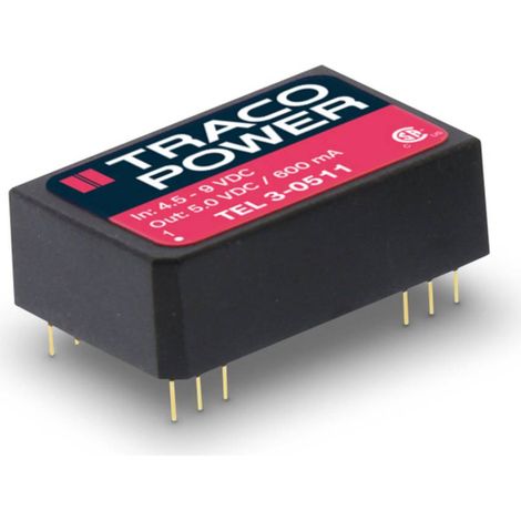 TracoPower TEL 3-2423 Convertitore DC/DC da circuito stampato 24 V/DC 15 V/DC, -15 V/DC 100 mA 3 W Num. uscite: 2 x Con (1/4)