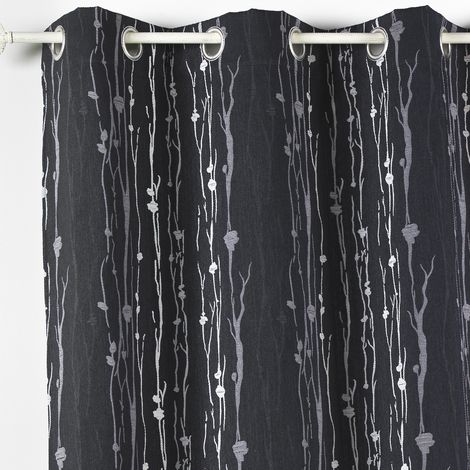 Rideau isolant en jacquard imprimé racine Noir 140x260 cm