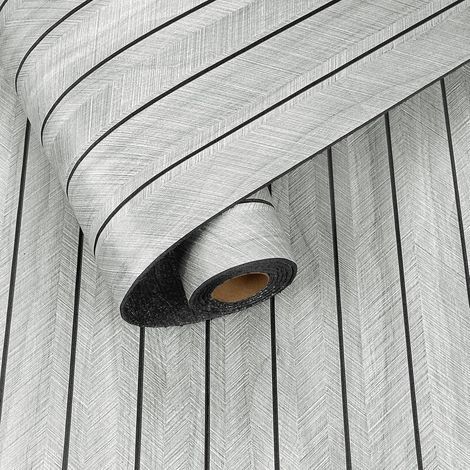 Panneaux muraux 3D, aspect bois, gris clair, revêtement mural autocollant, pour salon, aspect bois, lavable, 40 x 300 cm (1/5)