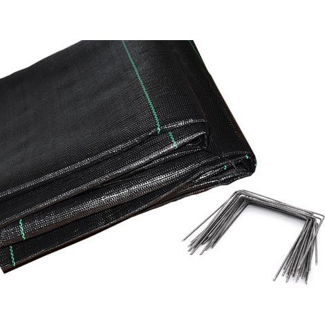 Maillestore – Toile de paillage 130g/m² noir – 1,25m x 10m – Agrafes incluses – Conserve la chaleur du sol pour cultures saisonnières