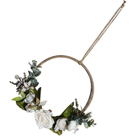 Tapisserie murale créative, couronne de fleurs champêtres pour décoration, 2 pièces (1/5)