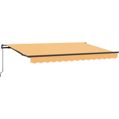 Store banne rétractable, couleur sable, 350 x 250 cm, en polyester et acier. (1/5)