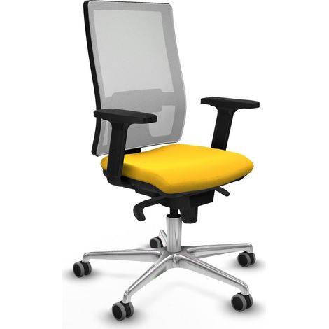 Horna sincro malla blanca similpiel amarillo brazos 2D base aluminio  ruedas 65mm engomadas