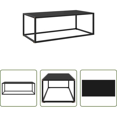 Couchtisch Schwarz - Couchtisch Schwarz mit Schwarzem Glas 100x50x35 cm (1/5)