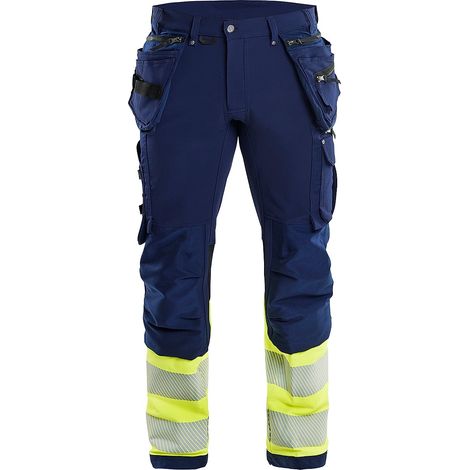 Pantalon de travail haute visibilité artisan stretch 4D 1993 - Marine/Jaune fluo XS - FR(38) - SE(C44) - Longues