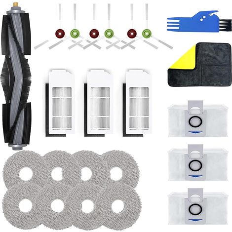 Kit de repuestos FOREHILL de 23 piezas para aspiradora Ecovacs Deebot X1 Omni, repuestos para X1e Omni, 1 cepillo principal, 6 cepillos laterales (1/5)
