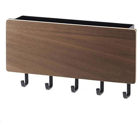 boîte de rangement pour clés de couloir-Couleur bois de noyer-Fixation murale sans perçage (1/5)