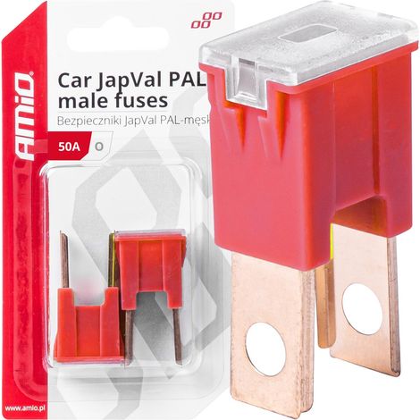 Fusibles automobiles mâles Japval PAL, 2 pièces, 50 A, amio-03399
