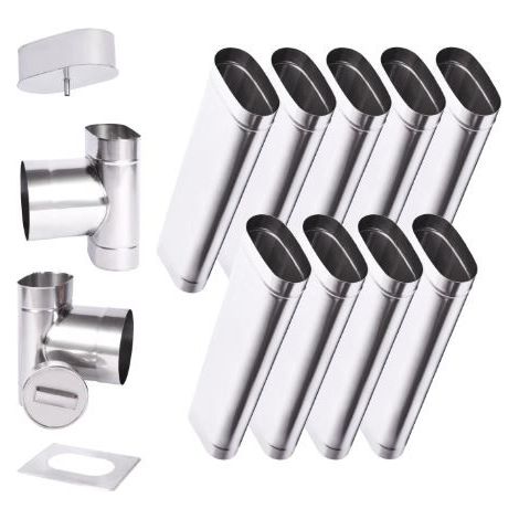 Kit de conducto de chimenea 9 m pared ovalada simple - 120x180 mm