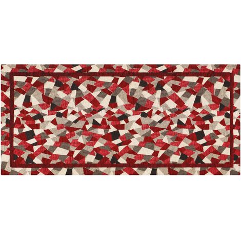 Tappeto Cucina In Ciniglia Arredo Moderno Passatoia Multiuso Ingresso Corridoio Antiscivolo Prodotto Italiano Disegni Piazzati Cotone Varie Misure Lavabile In Lavatrice Lavatrice Mosaico Rosso - 57x24
