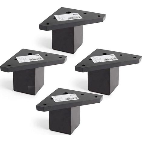 Juego de patas para muebles de 4 piezas con placa de montaje - para mesas, camas y sillas - Aleación de aluminio - Altura: 6 cm - Color: Negro - Tornillos no incluidos