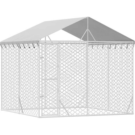 Outdoor Dog Kennel with Roof Silver 3x3x2.5 m Galvanised Steel vidaXL