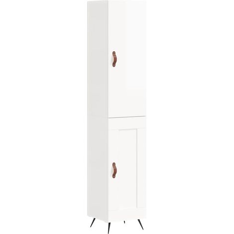 Maison Exclusive - Buffet haut Blanc brillant 34,5x34x180 cm Bois d'ingénierie (1/5)