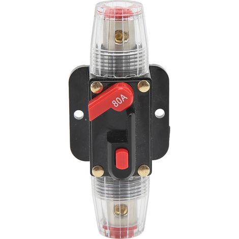 Fusible audio en ligne 12V-48V avec support à réarmement manuel 80A pour amplificateur voiture, bateau, camping-car, camion, maison, marine (1/5)