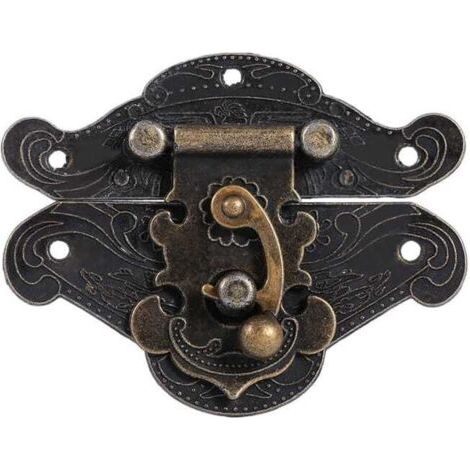 (4,73,7 cm, 2 pièces, couleur bronze) Boucle de verrouillage en relief vintage avec vis pour armoire boîte à bijoux boîte-cadeau valise ou meuble (1/5)