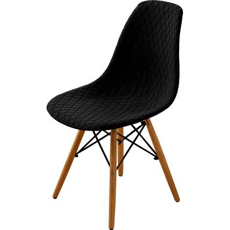Housses de chaise de style nordique, ensemble de 4 pièces, imperméables, amovibles, lavables, housses de chaise élastiques universelles, adaptées à la cuisine et à la décoration intérieure (noir). (1/4)