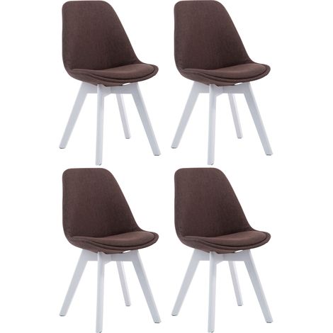 Set de 4 Sillas Borneo para comedor en tela Marrón Blanco (1/4)