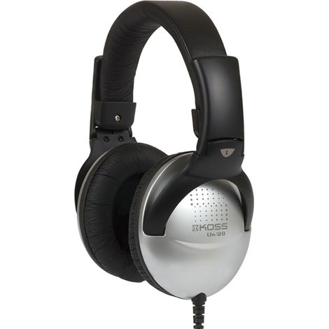 Koss UR29 Auriculares con Cable DJ, Cascos de Diadema Cerrados, Headphones Over Ear, Plegables, Ajustables, Control de Volumen para Música, Calidad de Graves, Jack de 3,5 mm, Negro/Plata (1/5)
