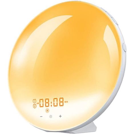 REVEIL SIMULATEUR D\'AUBE Réveil lumineux Wake Up,FM Radio Réveil Horloge Dual Alarme,8 sons naturels et Capteur tactile,Fonction S (1/4)