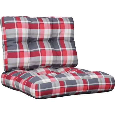 Coussins de plateau, ensemble deux pièces, tissu à carreaux rouges. (1/5)
