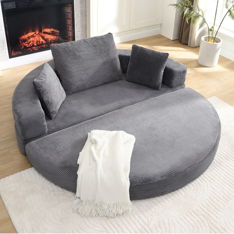 FloraGrace Boneless canapé lit modulable, 173 x 176 cm, velours côtelé gris, 3 coussins, sans montage (1/5)