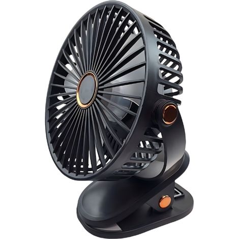 Tcherchi USB-wiederaufladbarer, leistungsstarker, tragbarer und leiser Tischventilator, Schwarz