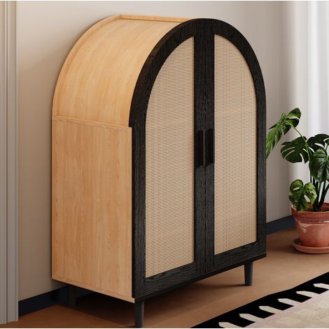credenza contenitore 70x100 salvaspazio ante rattan nero OKMYHOME (1/5)