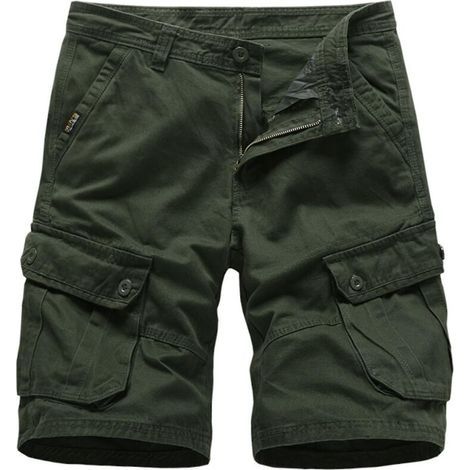 Lässige Herren-Sommershorts mit mehreren Taschen und Reißverschluss – Größe L – Armeegrün (1/5)