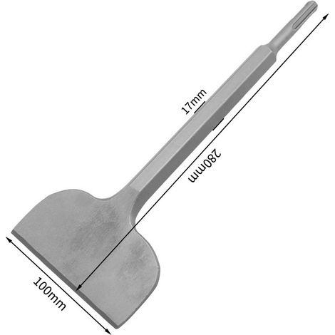 Cincel plano Φ17x100 x 280mm - Ideal para remover hormigón y mampostería - SDS ROUND, punta extra endurecida - Cincelado con cincel de martillo demoledor - cincel de pala